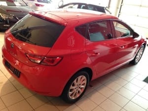 Seat Ibiza rood blindering ramen